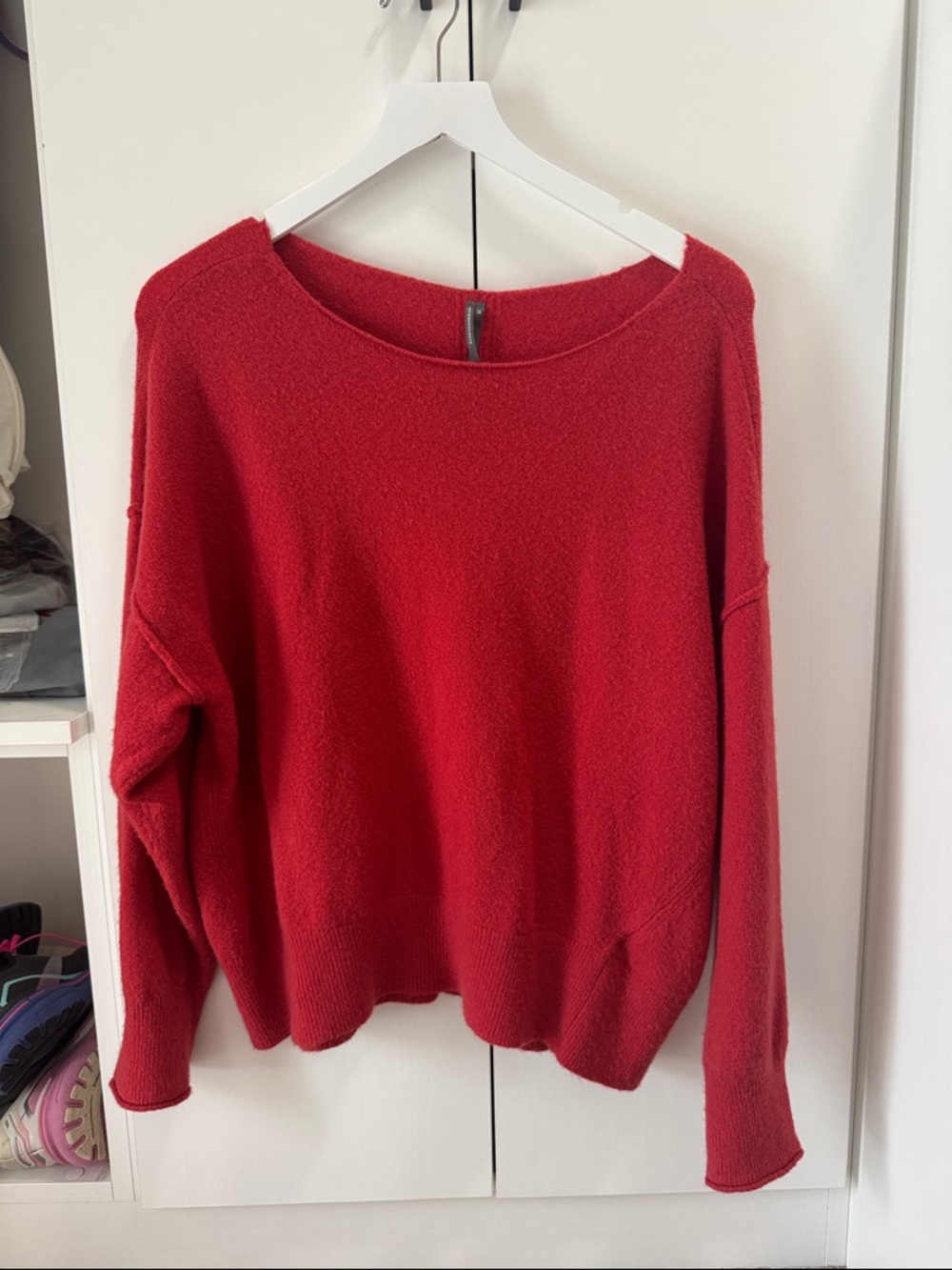 Anthropologie Red Crewneck Relaxed Knit Sweater